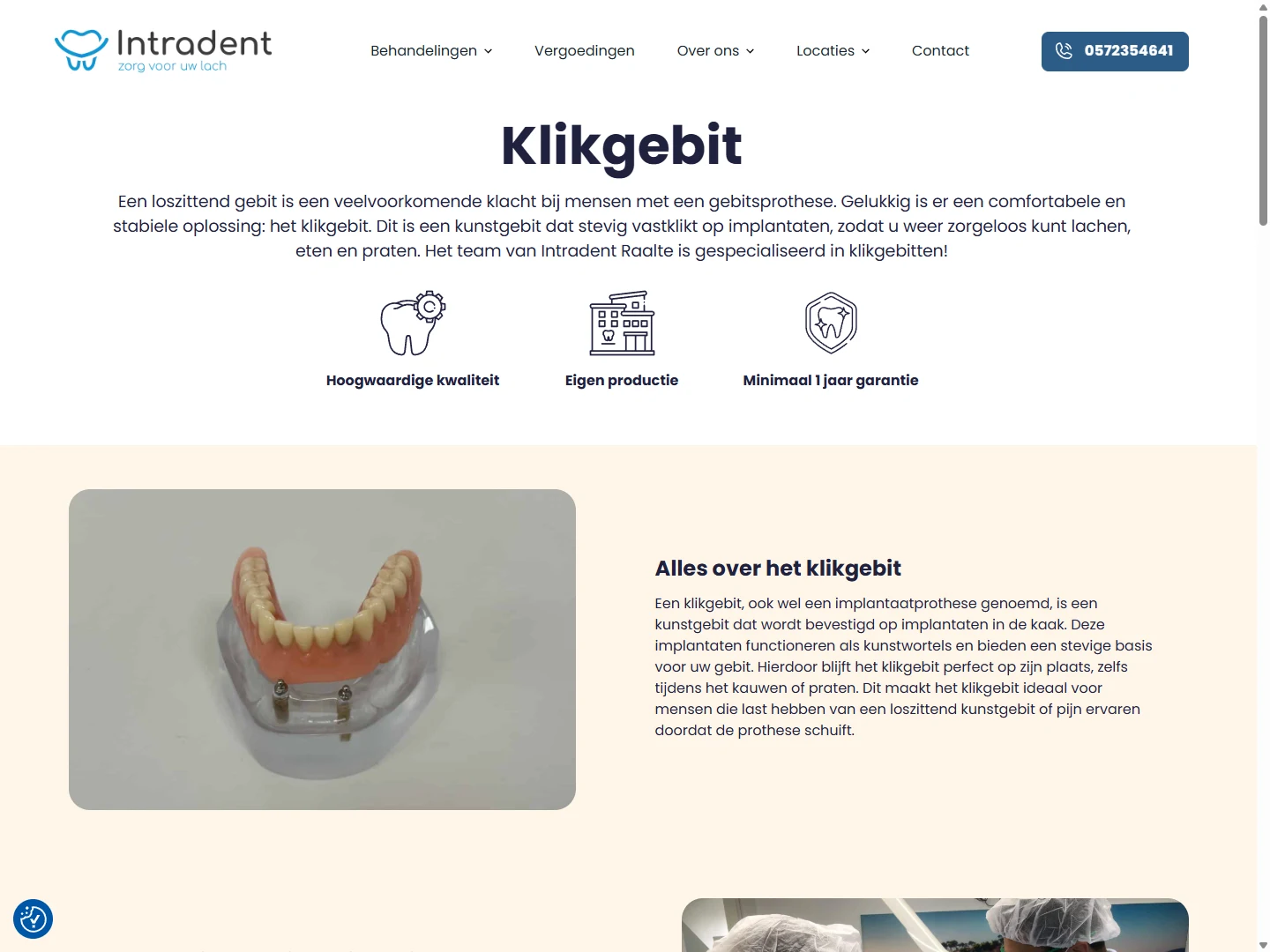 Intradent — Treatment page — an illustrated explanation of implant-retained dentures.