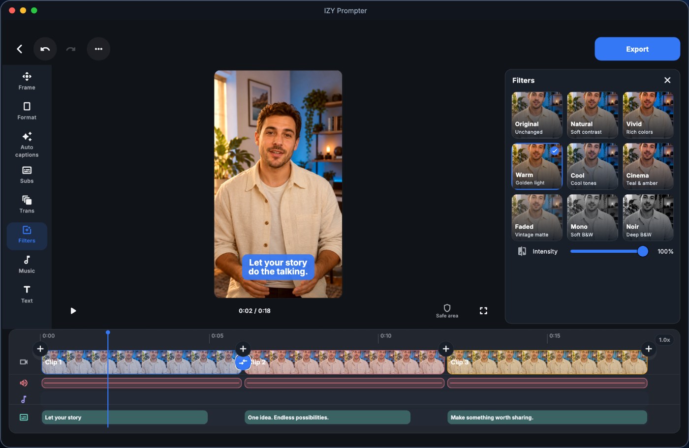 Mac / Filtry wideo z regulowaną intensywnością
