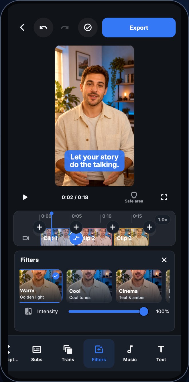 iPhone / Filtry wideo z regulowaną intensywnością