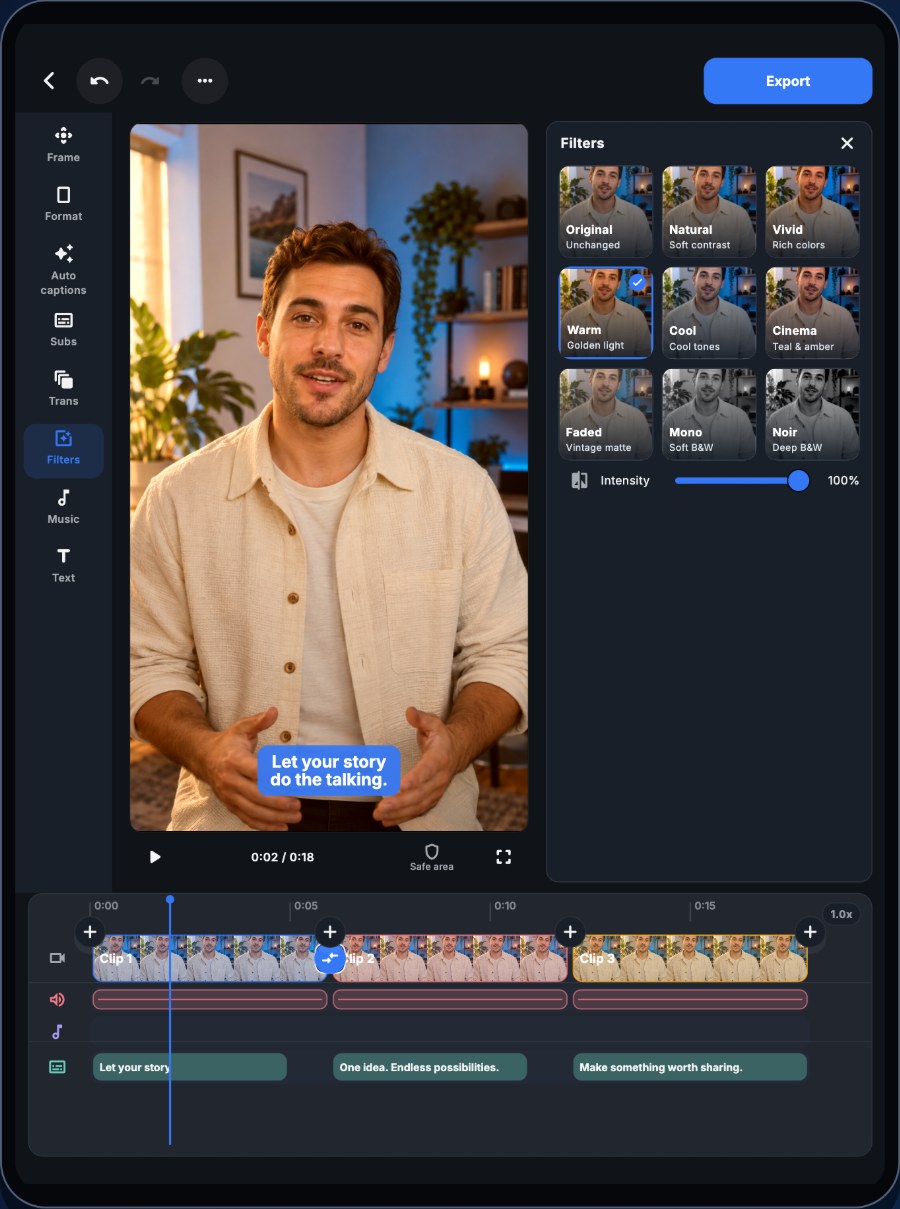 iPad / Filtry wideo z regulowaną intensywnością