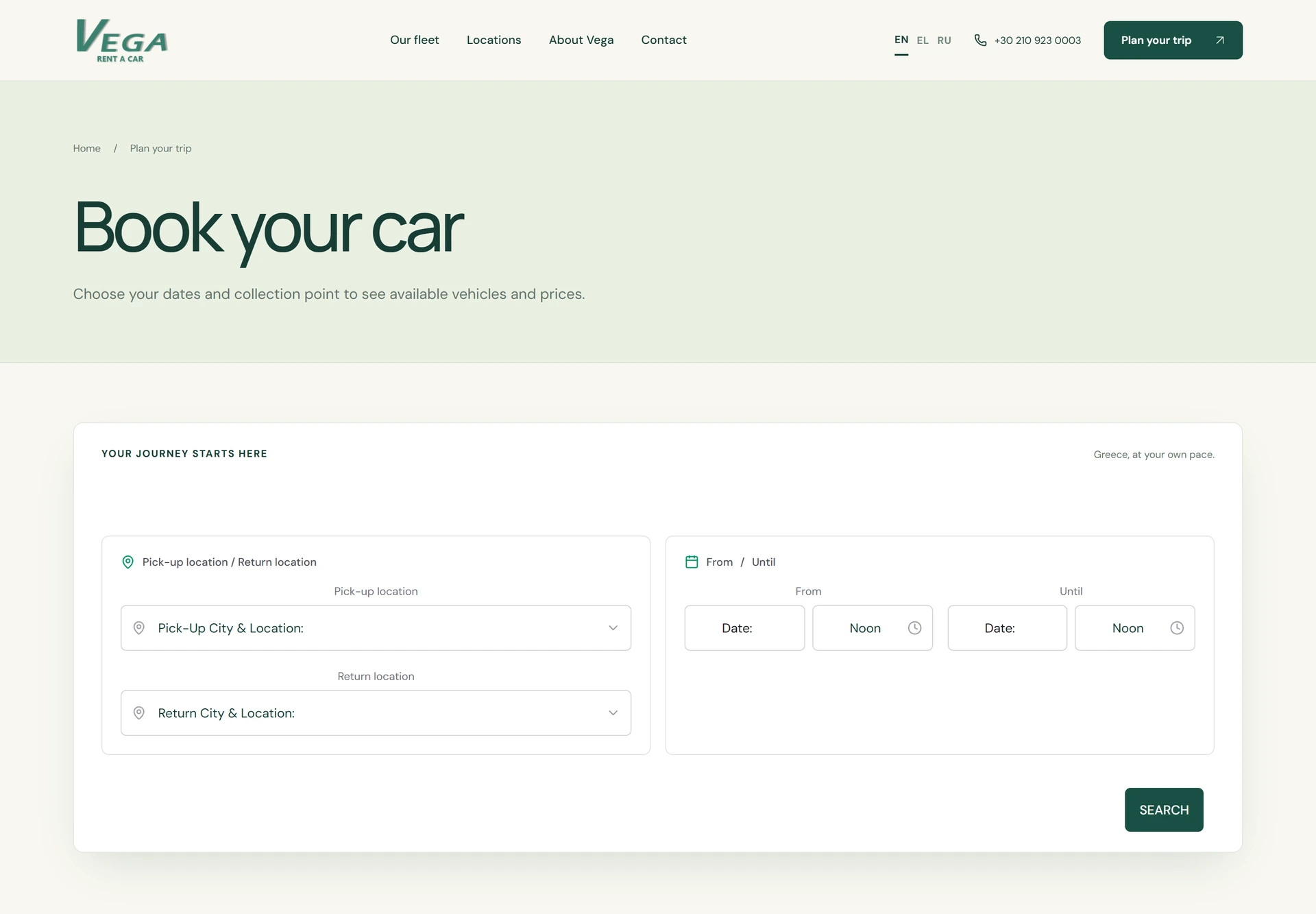 Vega Rent a Car — Formularz rezerwacji